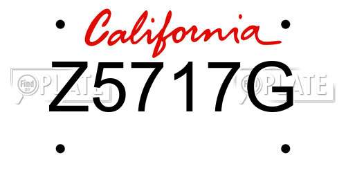 Z5717G California License Plate