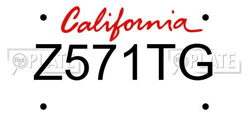 Z571TG California License Plate