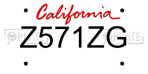 Z571ZG California License Plate
