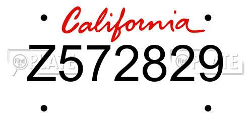 Z572829 California License Plate