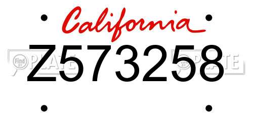 Z573258 California License Plate