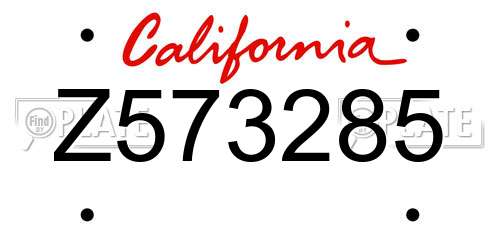 Z573285 California License Plate