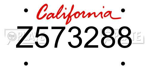 Z573288 California License Plate