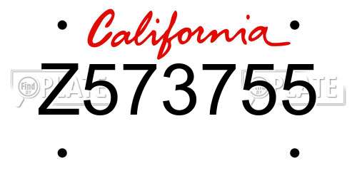 Z573755 California License Plate