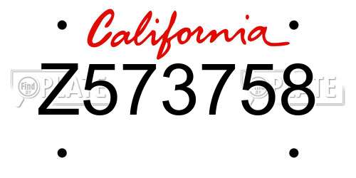 Z573758 California License Plate