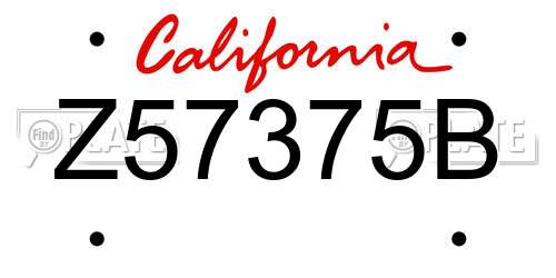 Z57375B California License Plate