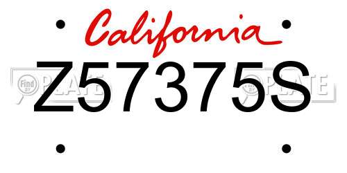 Z57375S California License Plate