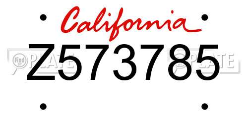 Z573785 California License Plate
