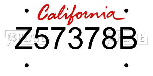 Z57378B California License Plate