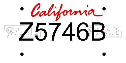 Z5746B California License Plate