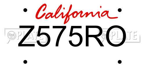 Z575RO California License Plate
