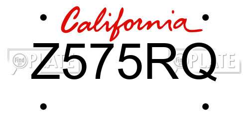Z575RQ California License Plate