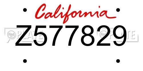 Z577829 California License Plate