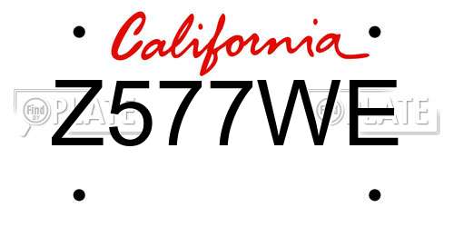Z577WE California License Plate