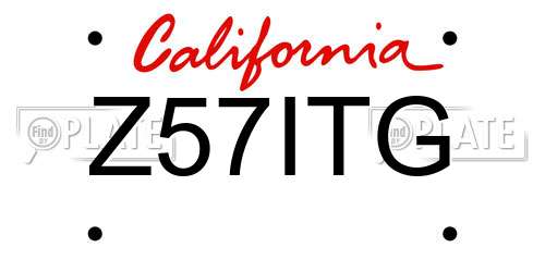 Z57ITG California License Plate
