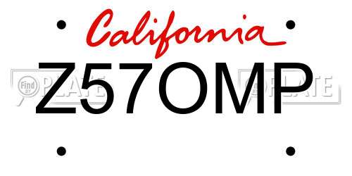 Z57OMP California License Plate
