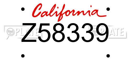 Z58339 California License Plate