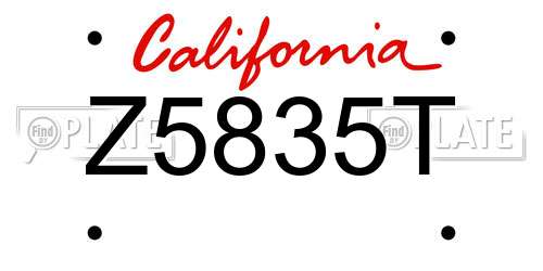 Z5835T California License Plate