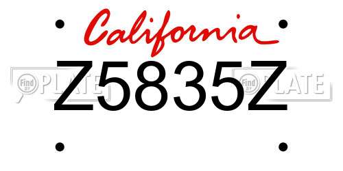 Z5835Z California License Plate