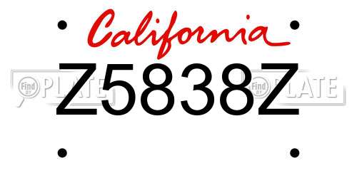 Z5838Z California License Plate