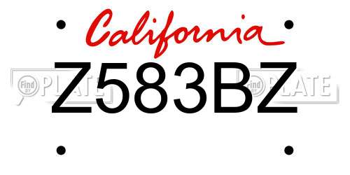 Z583BZ California License Plate