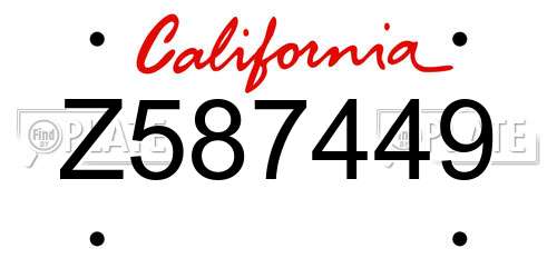 Z587449 California License Plate
