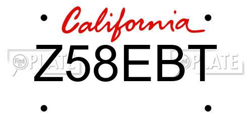 Z58EBT California License Plate