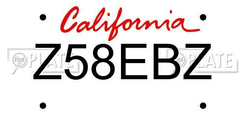 Z58EBZ California License Plate