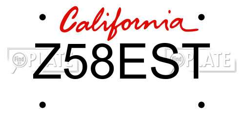Z58EST California License Plate