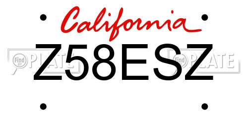 Z58ESZ California License Plate