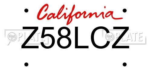 Z58LCZ California License Plate