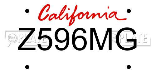 Z596MG California License Plate