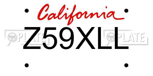 Z59XLL California License Plate