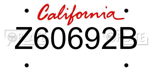 Z60692B California License Plate