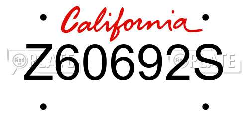 Z60692S California License Plate
