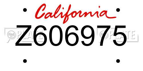 Z606975 California License Plate