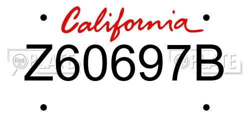 Z60697B California License Plate