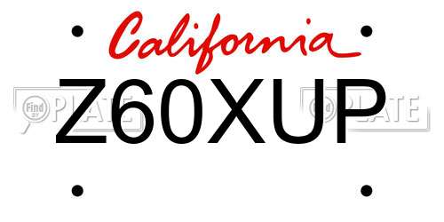 Z60XUP California License Plate