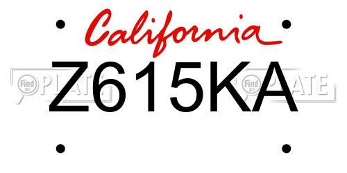 Z615KA California License Plate