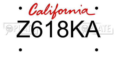 Z618KA California License Plate