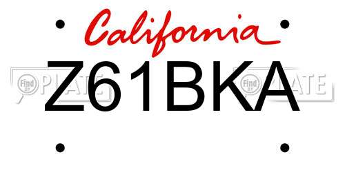 Z61BKA California License Plate