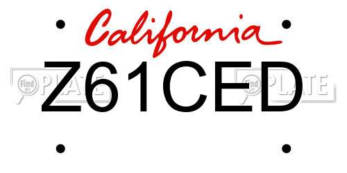 Z61CED California License Plate