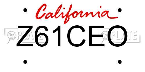 Z61CEO California License Plate