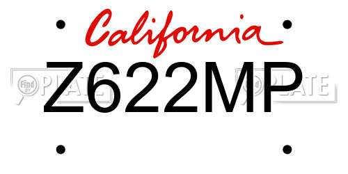 Z622MP California License Plate