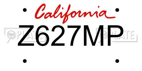 Z627MP California License Plate