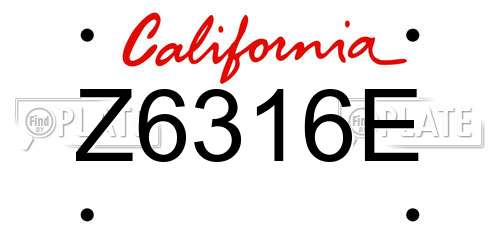 Z6316E California License Plate