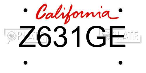 Z631GE California License Plate