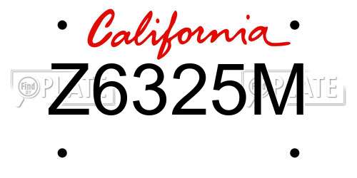 Z6325M California License Plate