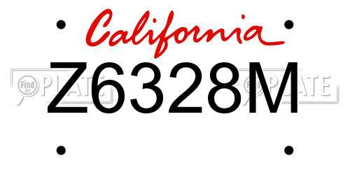 Z6328M California License Plate