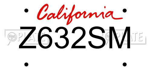 Z632SM California License Plate